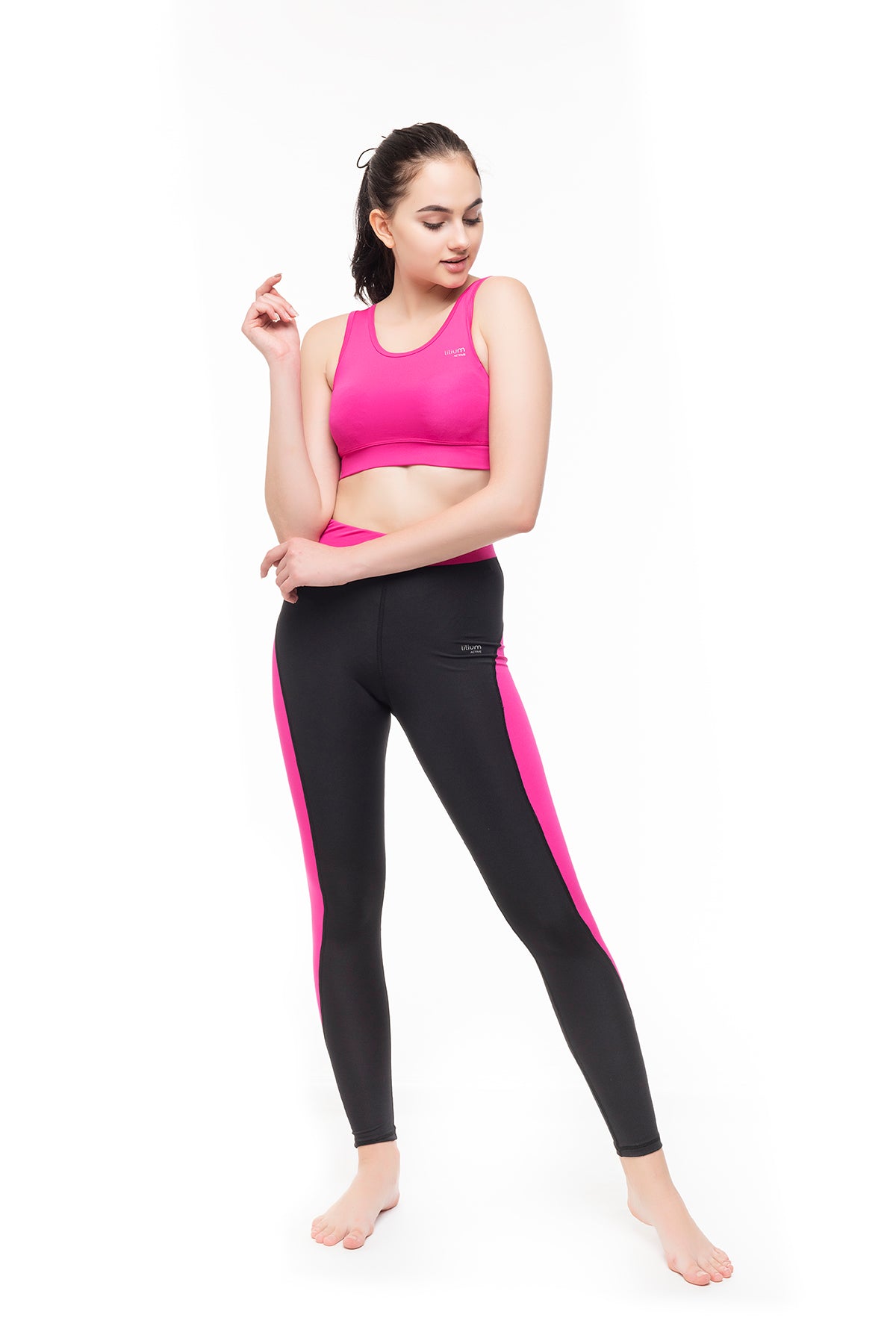 Maya Design Black & Pink Active Sportswear for Women